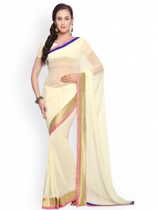 Designersareez Off-White Faux Georgette Partywear Saree