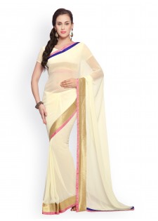 Designersareez Off-White Faux Georgette Partywear Saree
