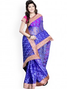 Silk Bazar Blue Net Fashion Saree