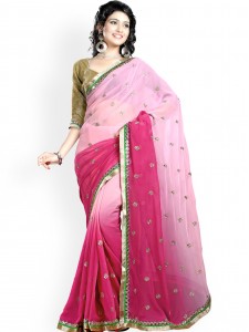 Triveni Pink Faux Georgette Partywear Saree